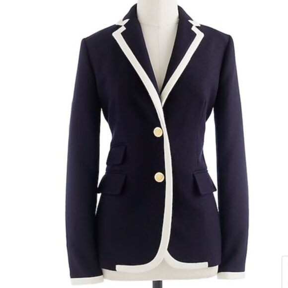 J. Crew Navy Blazer Jacket Women's Size 2 Gold Buttons Wool Office Academia - Picture 14 of 15